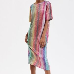 Zara rainbow sequin dress new with tags